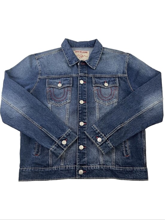 True Religion Other - True Religion Mens XL Jesse Trucker Blue Jean Denim Jacket New 10087